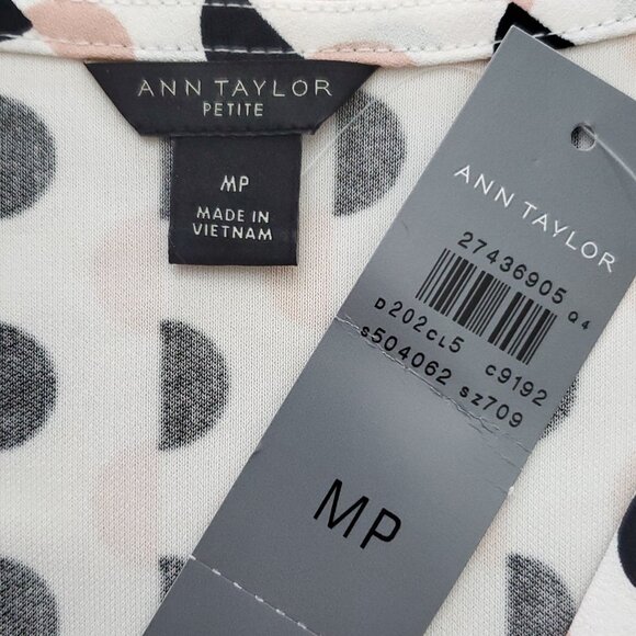 Ann Taylor Geometric Polka Dot Long Sleeve Women's Career Office Blouse MP - Picture 11 of 12